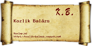 Kozlik Balázs névjegykártya