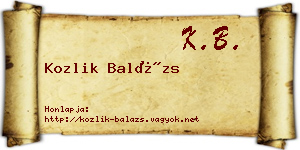 Kozlik Balázs névjegykártya